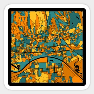 Zagreb Map Pattern in Orange & Teal Sticker